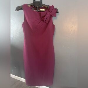 Eliza J Purple Midi Dress with Shoulder Bow